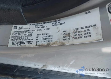 2006 Hummer H3 Suv из США, поврежденный, VIN 5GTDN136668115732